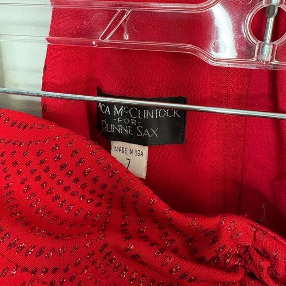 Gunne Sax X Jessica McClintock Red Sparkle Floating neck Dress Vintage - Picture 5 of 9